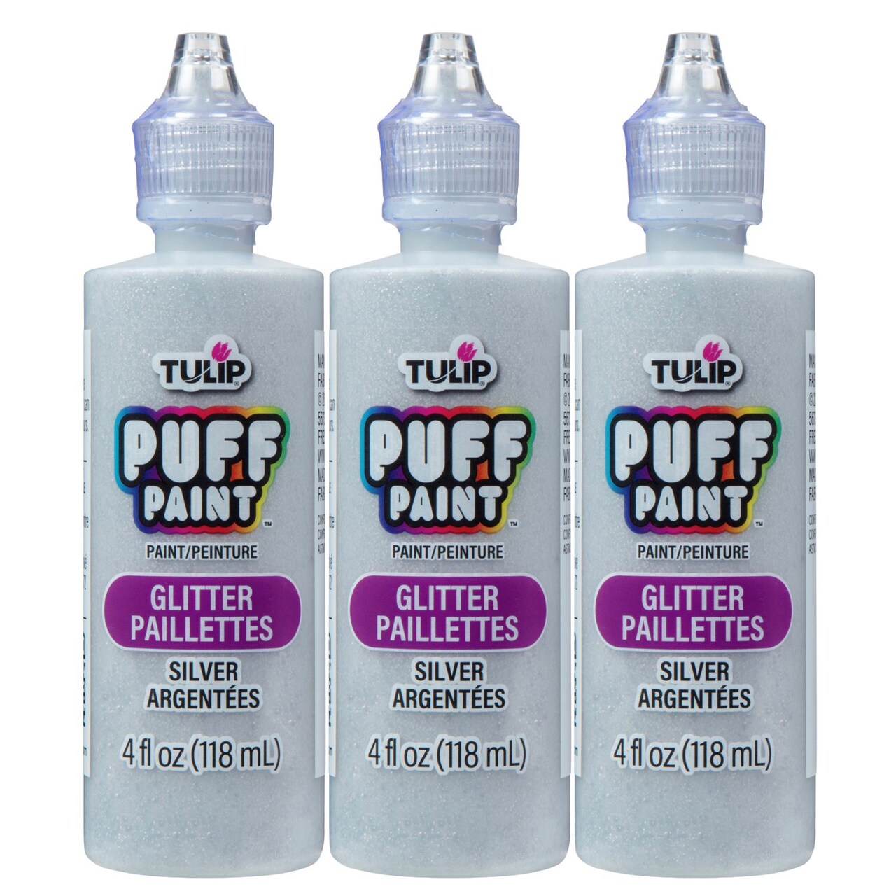Tulip Puff Paint Glitter Silver 4 fl. oz. 3 Pack